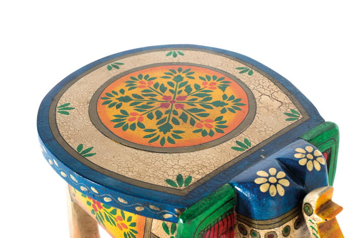 Giner y Colomer SCOPE Tabouret en Bois de Manguier Peint à la Main Multicolore, Finition Artisanale, 48 cm de Haut, 35x35 cm